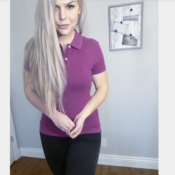 purple/magenta TOMMY HILFIGER POLO - Picture 3 of 3